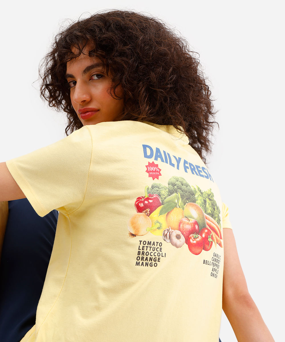 camiseta feminina de algodão daily fresh amarela