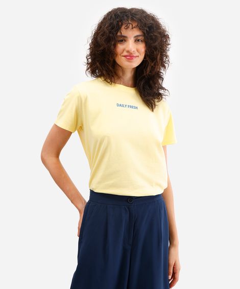 camiseta feminina de algodão daily fresh amarela