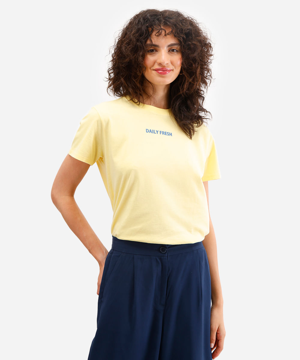 camiseta feminina de algodão daily fresh amarela