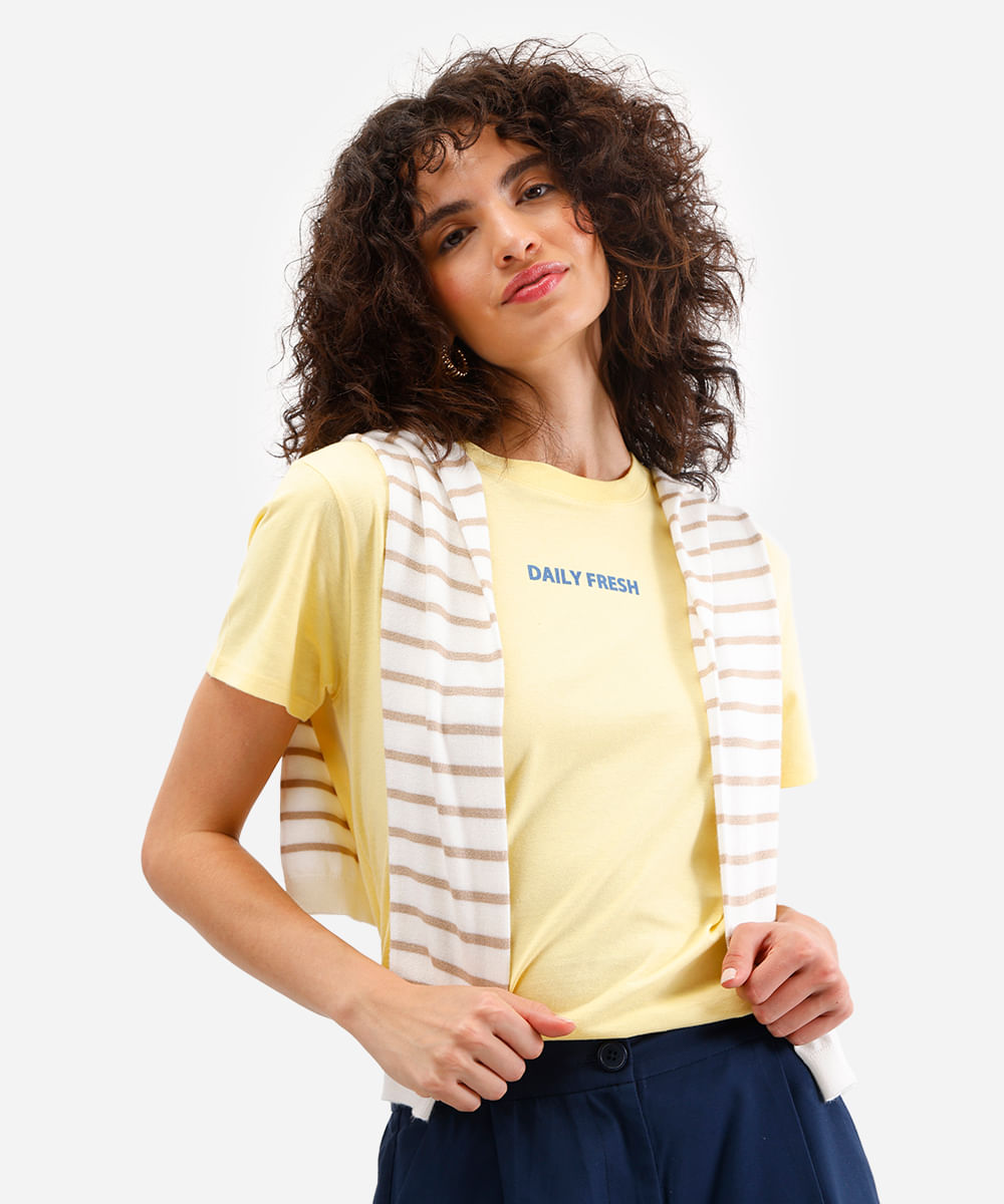 camiseta feminina de algodão daily fresh amarela