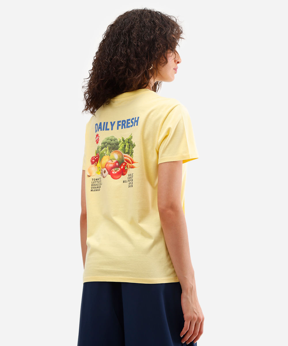 camiseta feminina de algodão daily fresh amarela