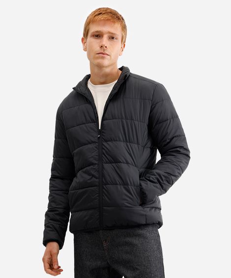 jaqueta puffer básica masculina manga longa preta