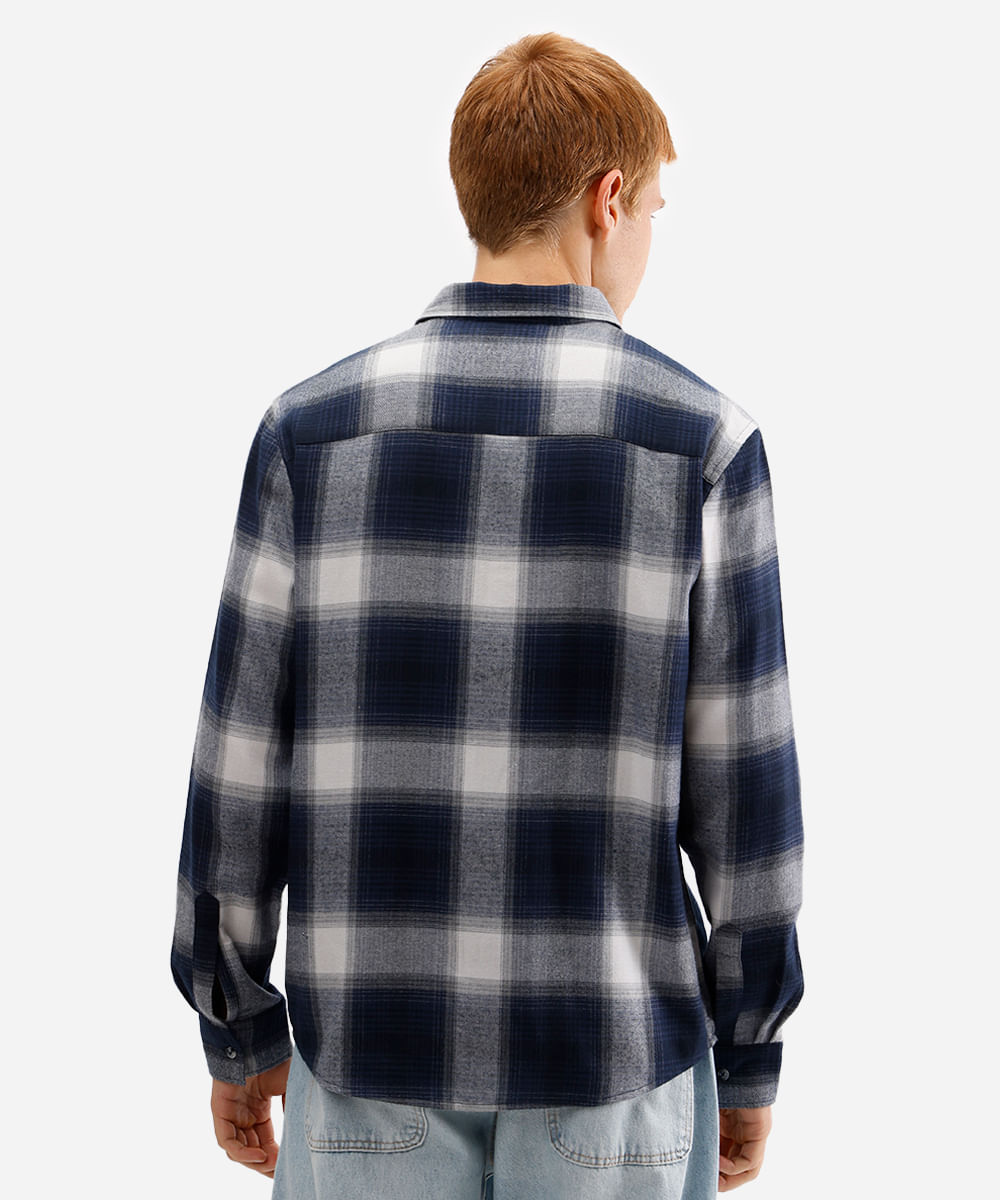 camisa masculina com viscose xadrez azul