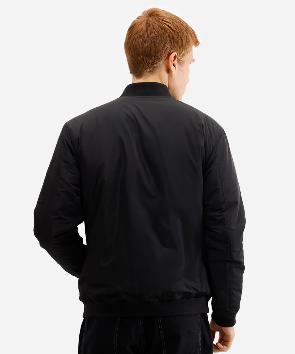 jaqueta bomber masculina bolso com zíper preta