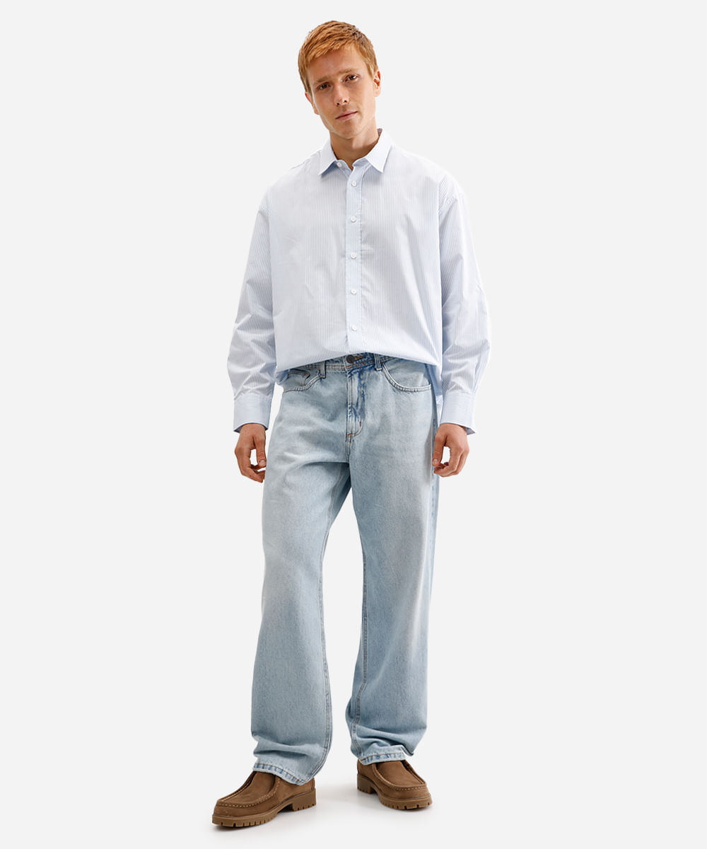 calça skater masculina jeans azul