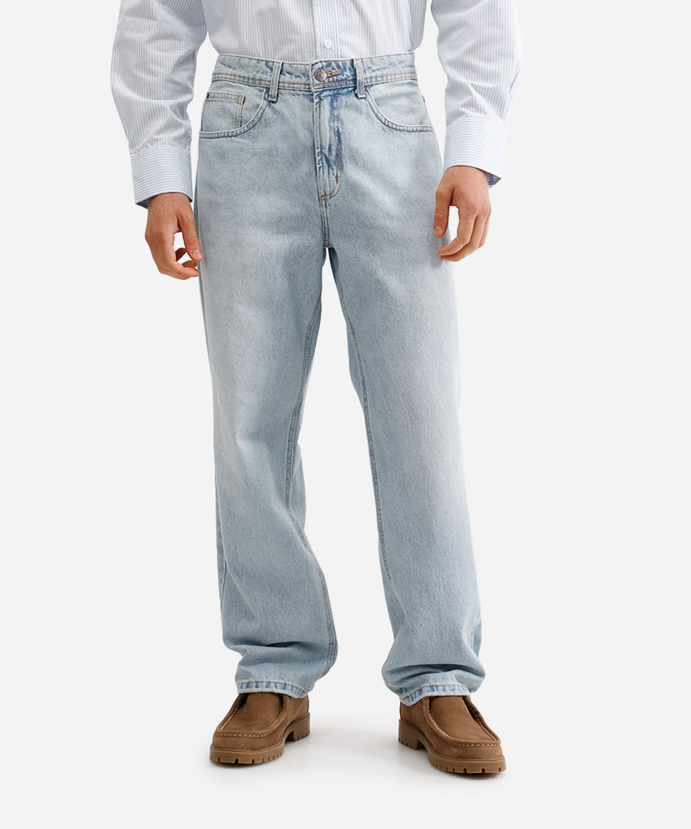 calça skater masculina jeans azul