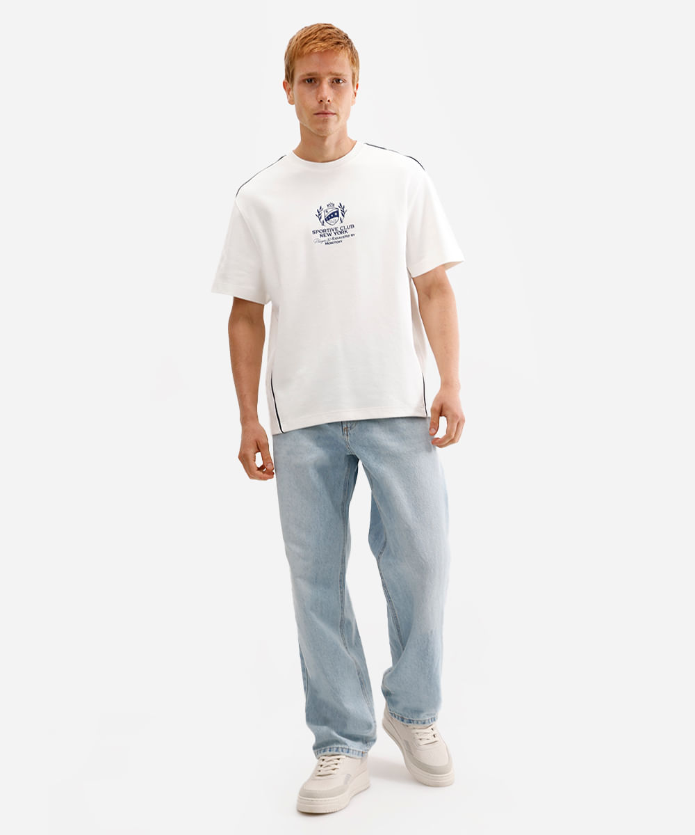 camiseta masculina de algodão com bordado off white