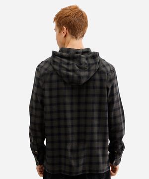 camisa masculina de algodão com capuz xadrez verde
