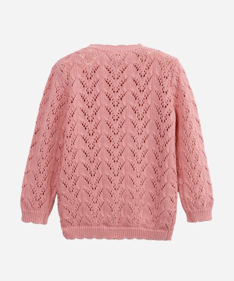 cardigan infantil de tricot texturizado rosa