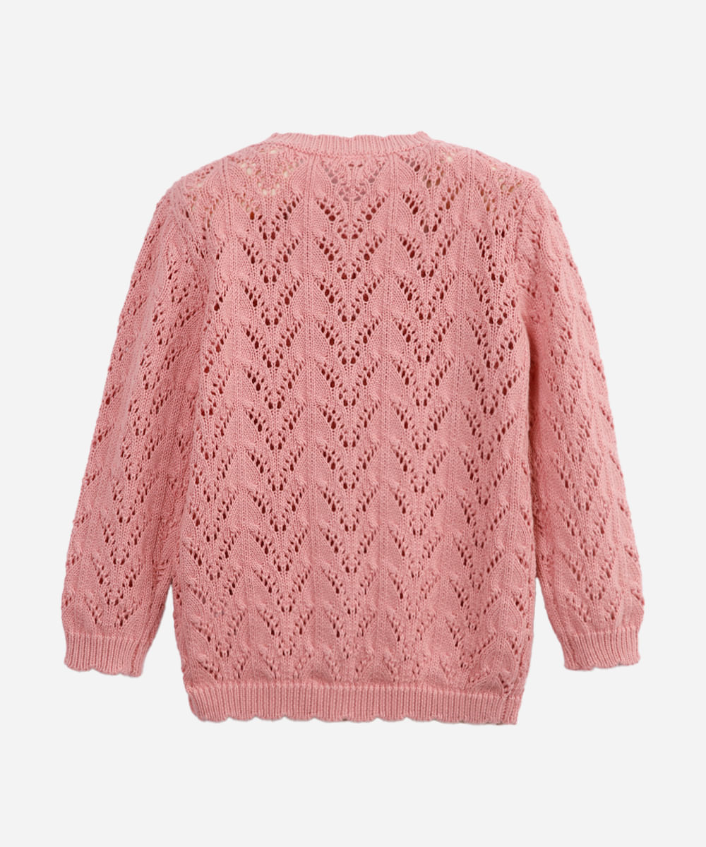 cardigan infantil de tricot texturizado rosa