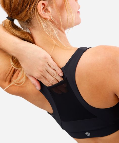 top feminino esportivo com zíper preto