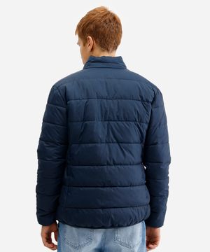 jaqueta puffer básica masculina manga longa azul