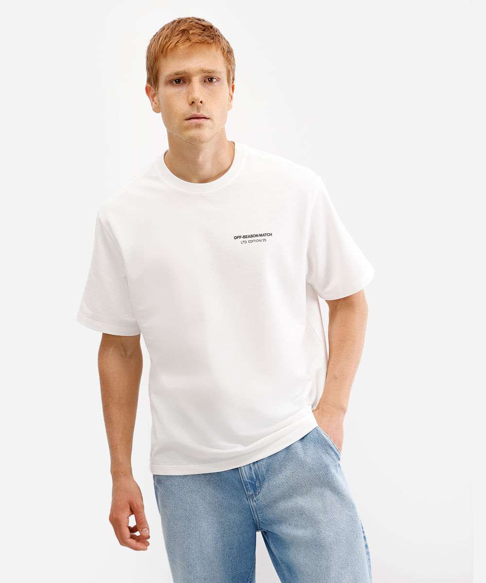 camiseta masculina de algodão estampada off white