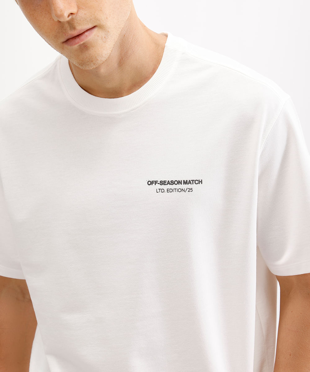 camiseta masculina de algodão estampada off white