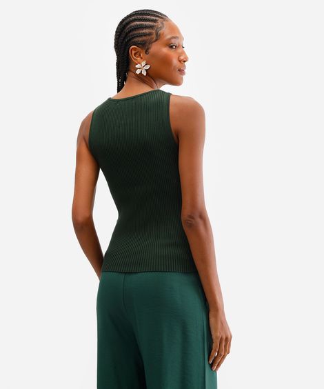regata feminina de tricot canelada verde