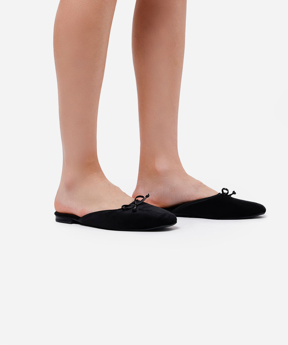 mule de veludo com laço mindset preto