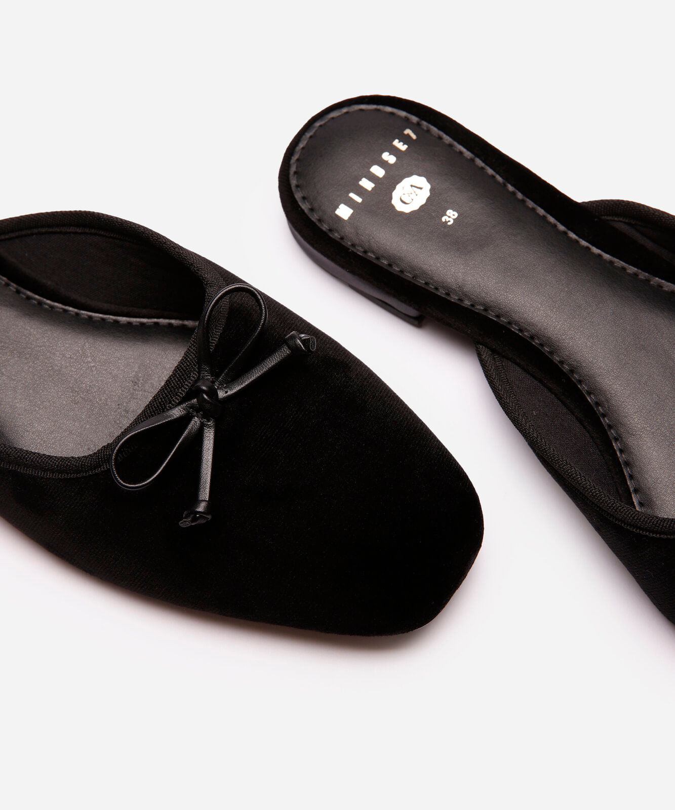 mule de veludo com laço mindset preto