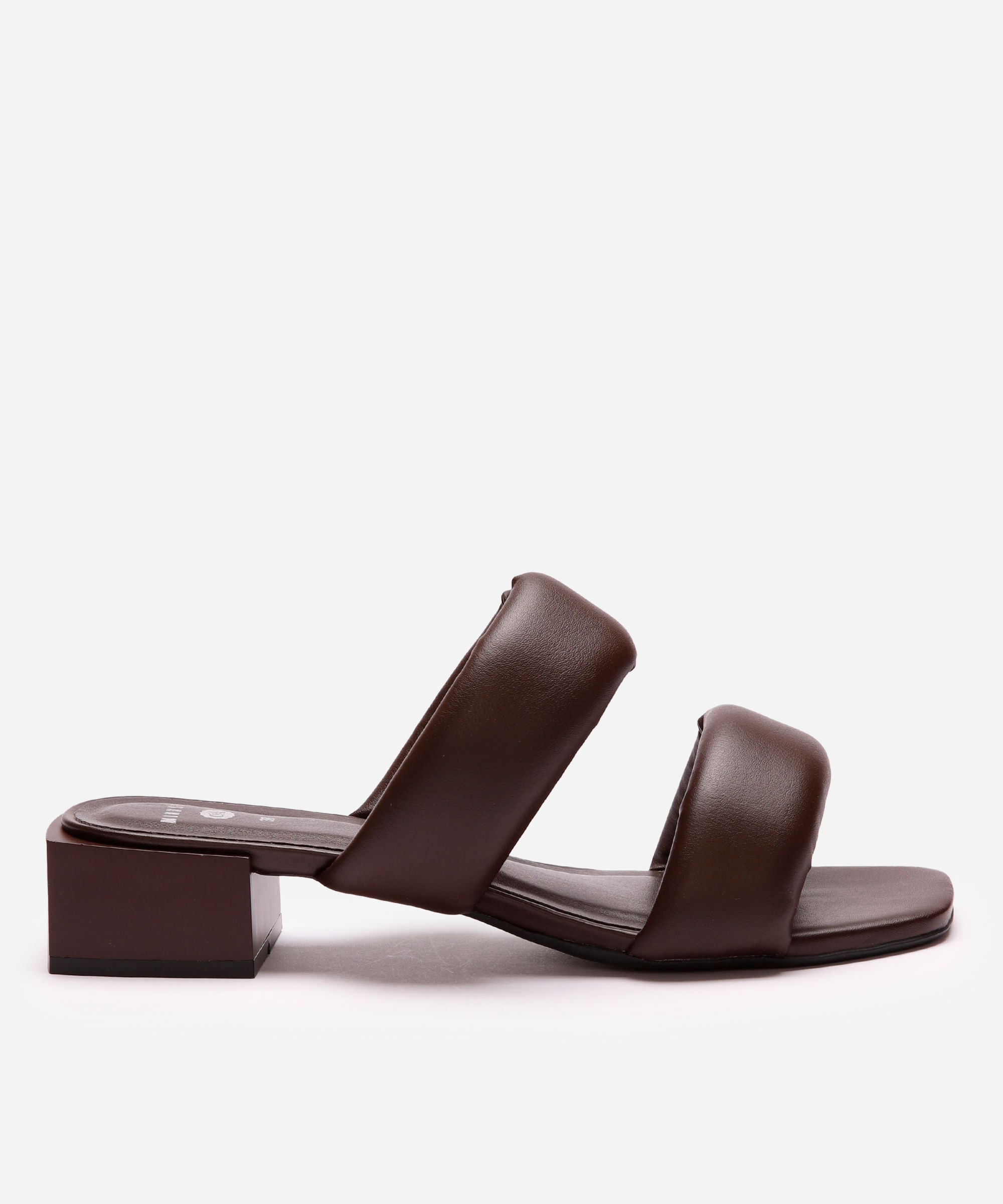 tamanco bico quadrado tira puffer mindset marrom