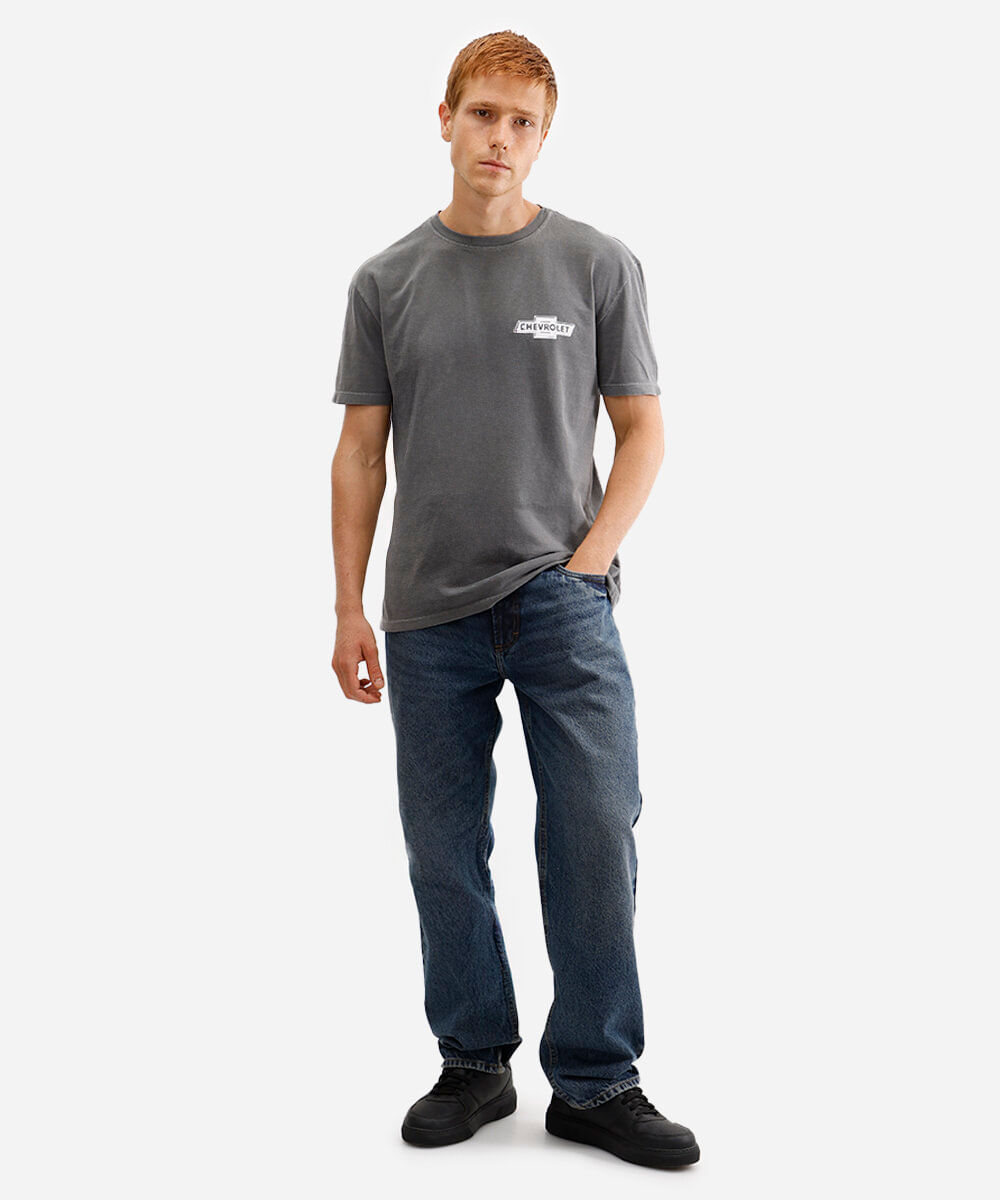 camiseta masculina de algodão chevrolet opala cinza
