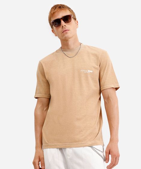 camiseta comfort masculina de algodão barcelona bege