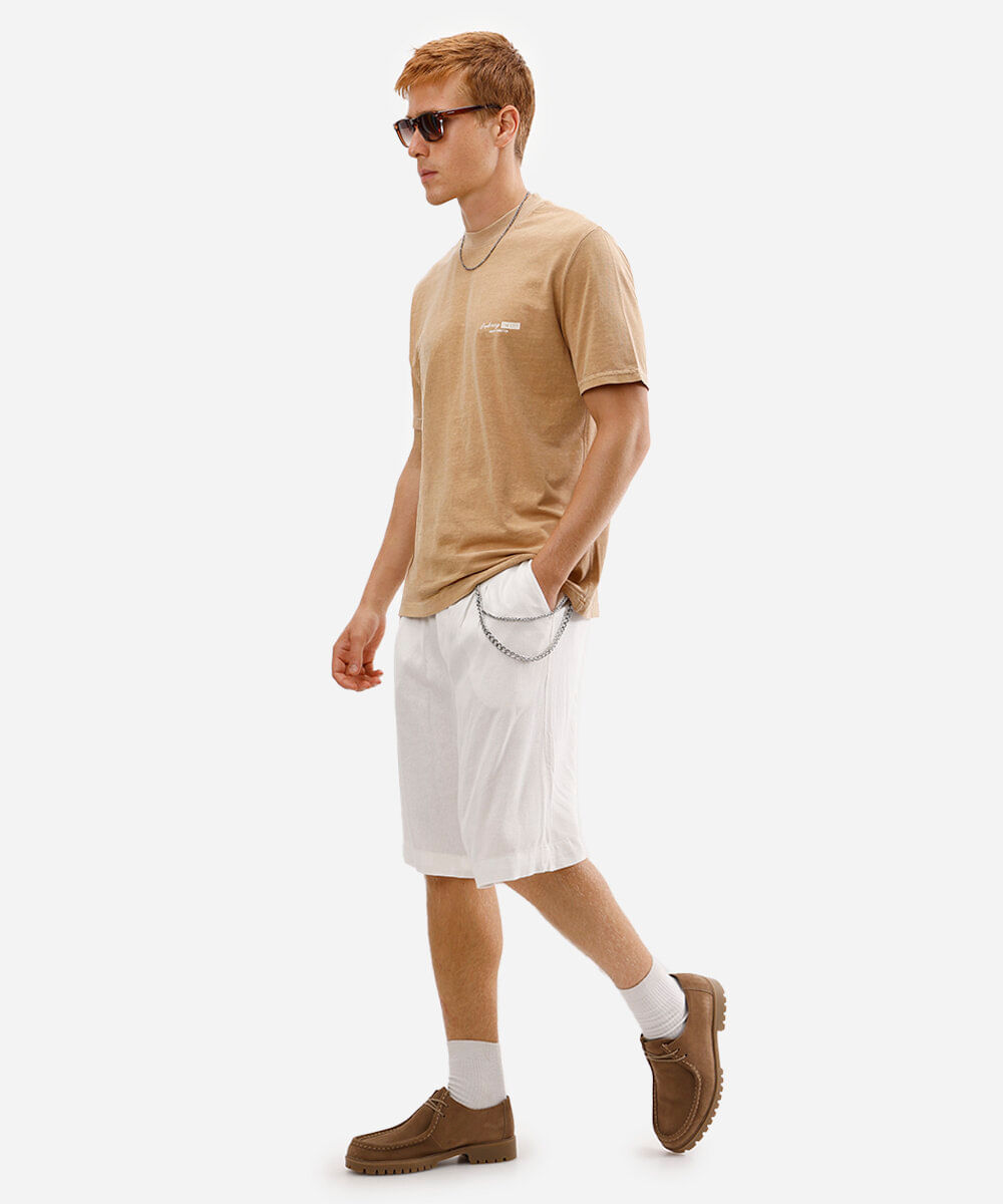 camiseta comfort masculina de algodão barcelona bege