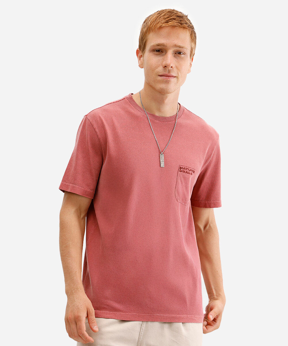 camiseta masculina de algodão nature heals vermelha