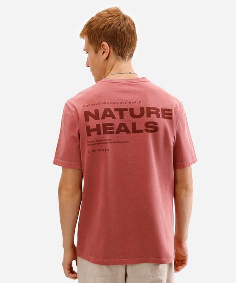 camiseta masculina de algodão nature heals vermelha