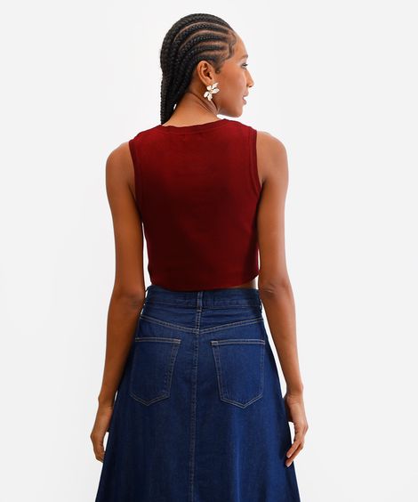 cropped tricot de viscose vinho