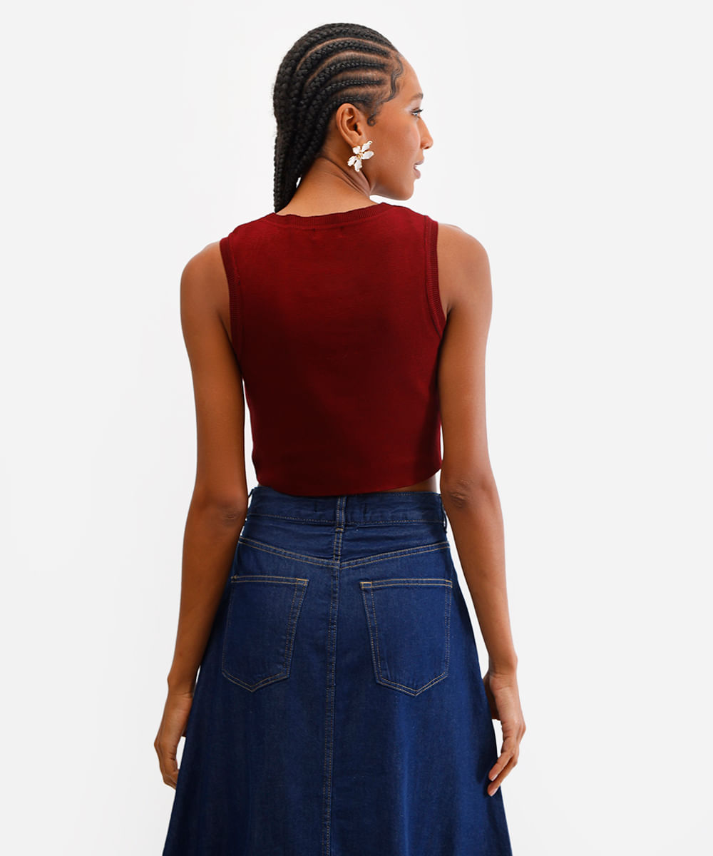cropped tricot de viscose vinho
