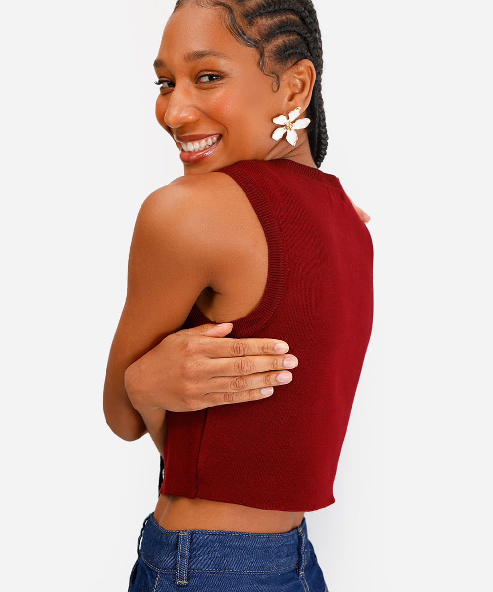 cropped tricot de viscose vinho