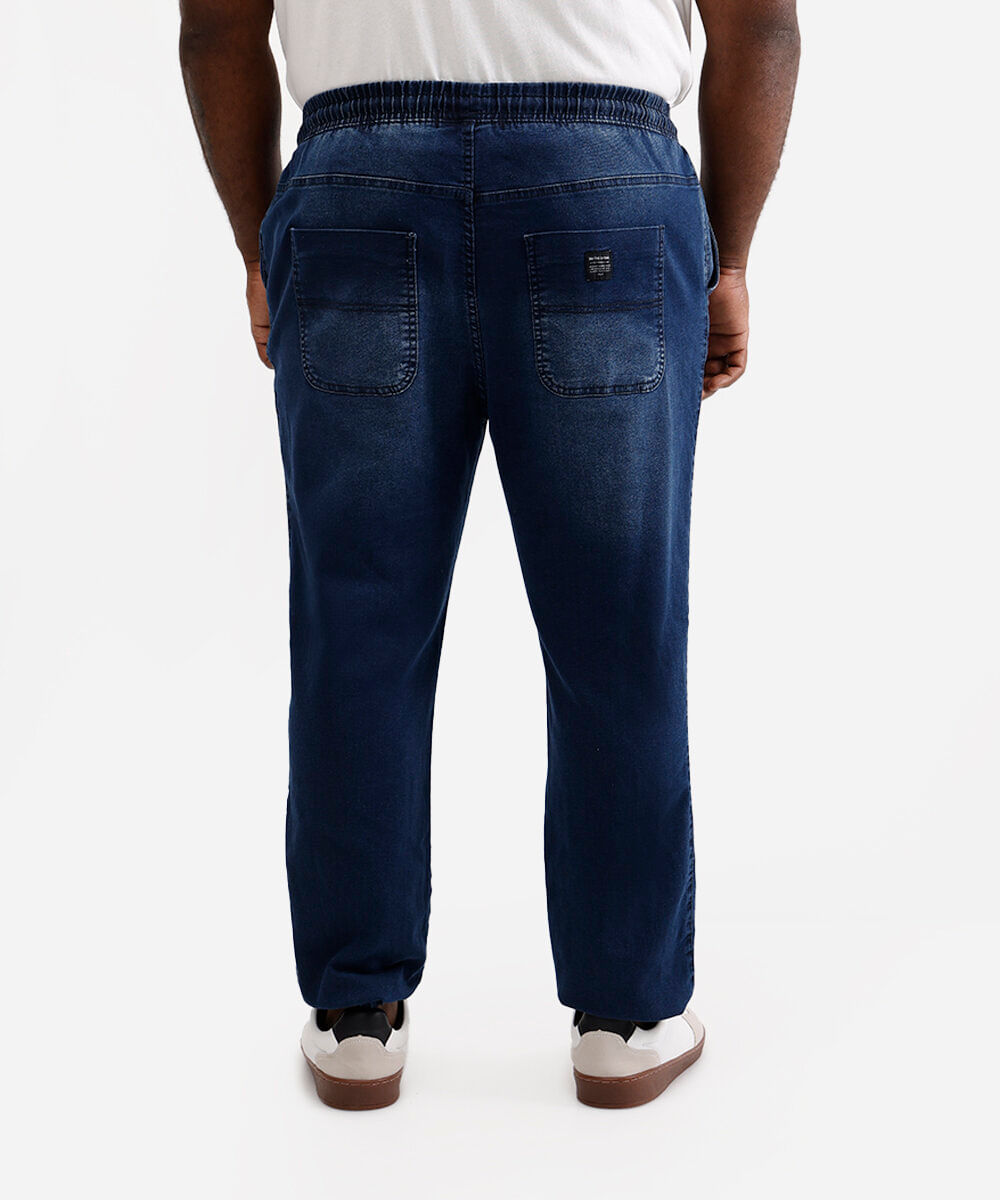 calça jogger jeans plus size azul