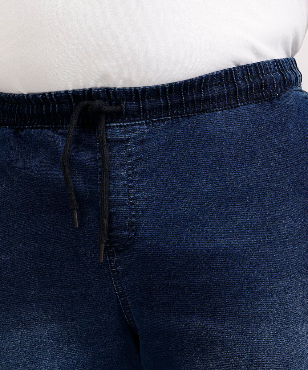 calça jogger jeans plus size azul