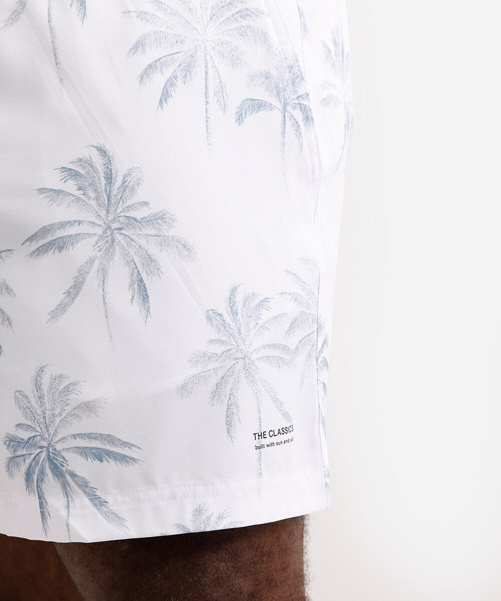 short boardshort masculino folhagens plus size branco