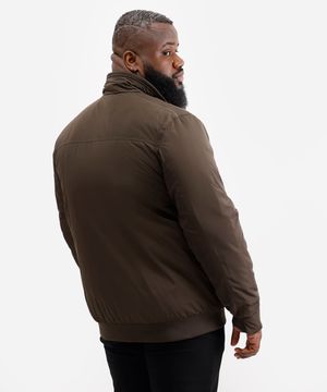 jaqueta de nylon plus size básica com zíper verde