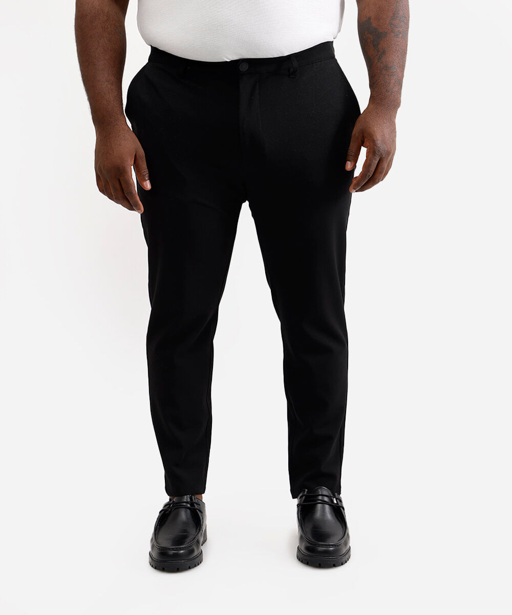 calça social masculina cintura média plus size preta