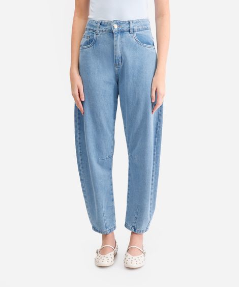 calça barrel feminina jeans sawary azul