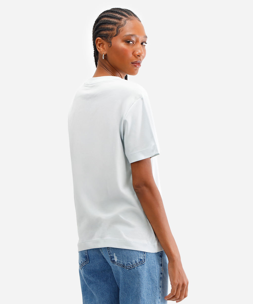 camiseta comfort feminina de algodão peruano interlock azul