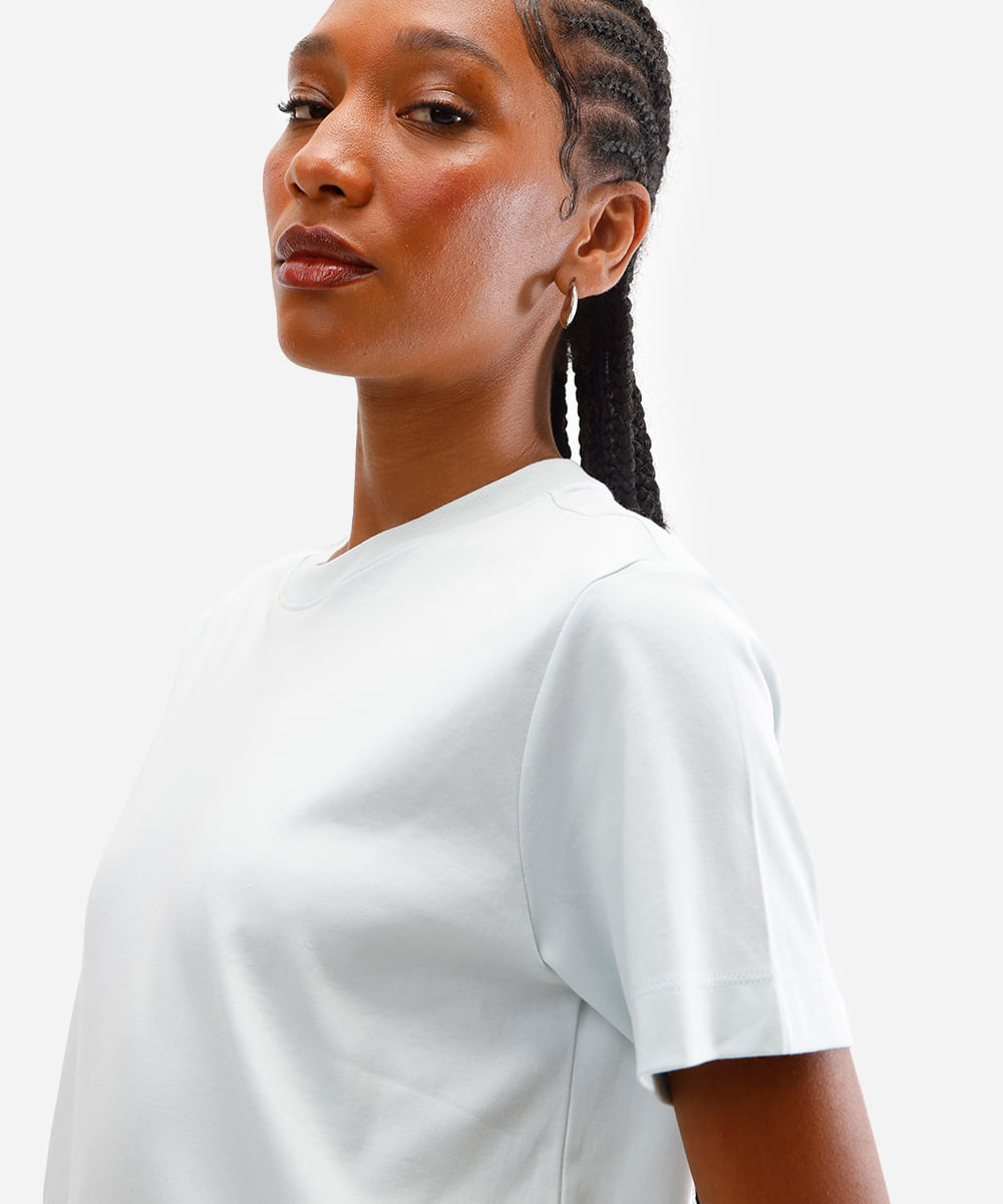 camiseta comfort feminina de algodão peruano interlock azul