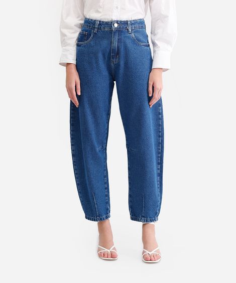 calça barrel feminina jeans sawary azul