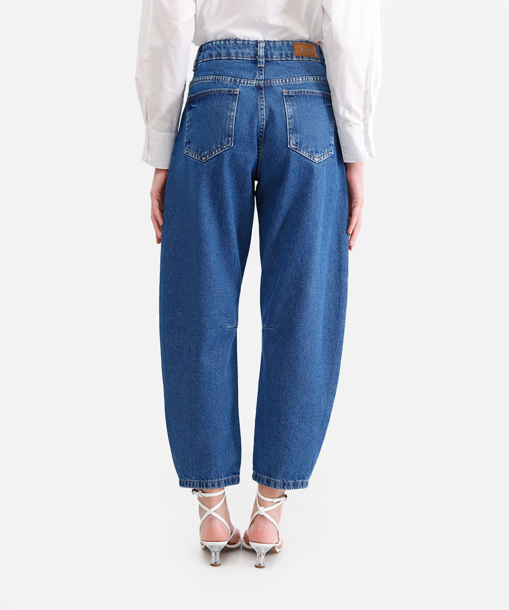 calça barrel feminina jeans sawary azul