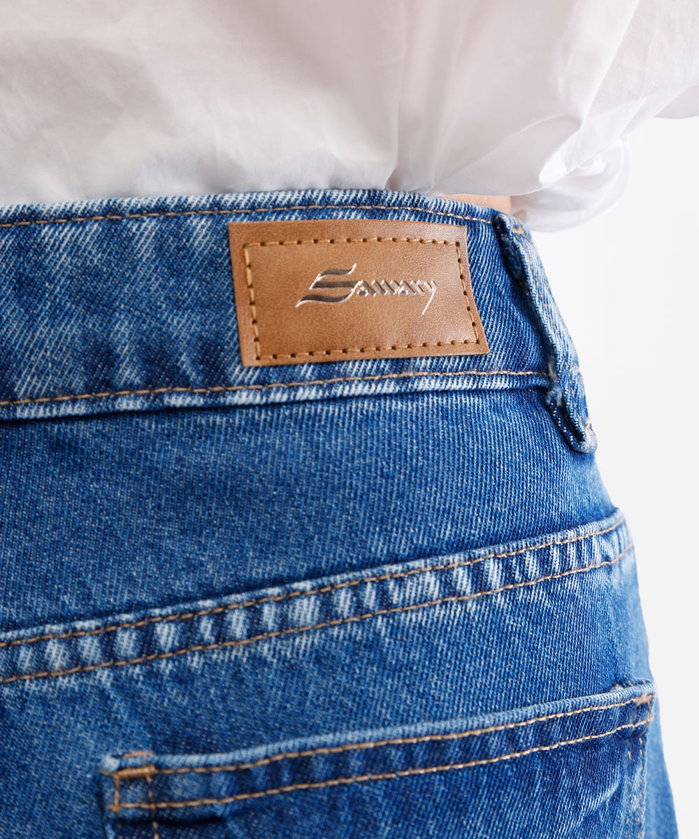calça barrel feminina jeans sawary azul