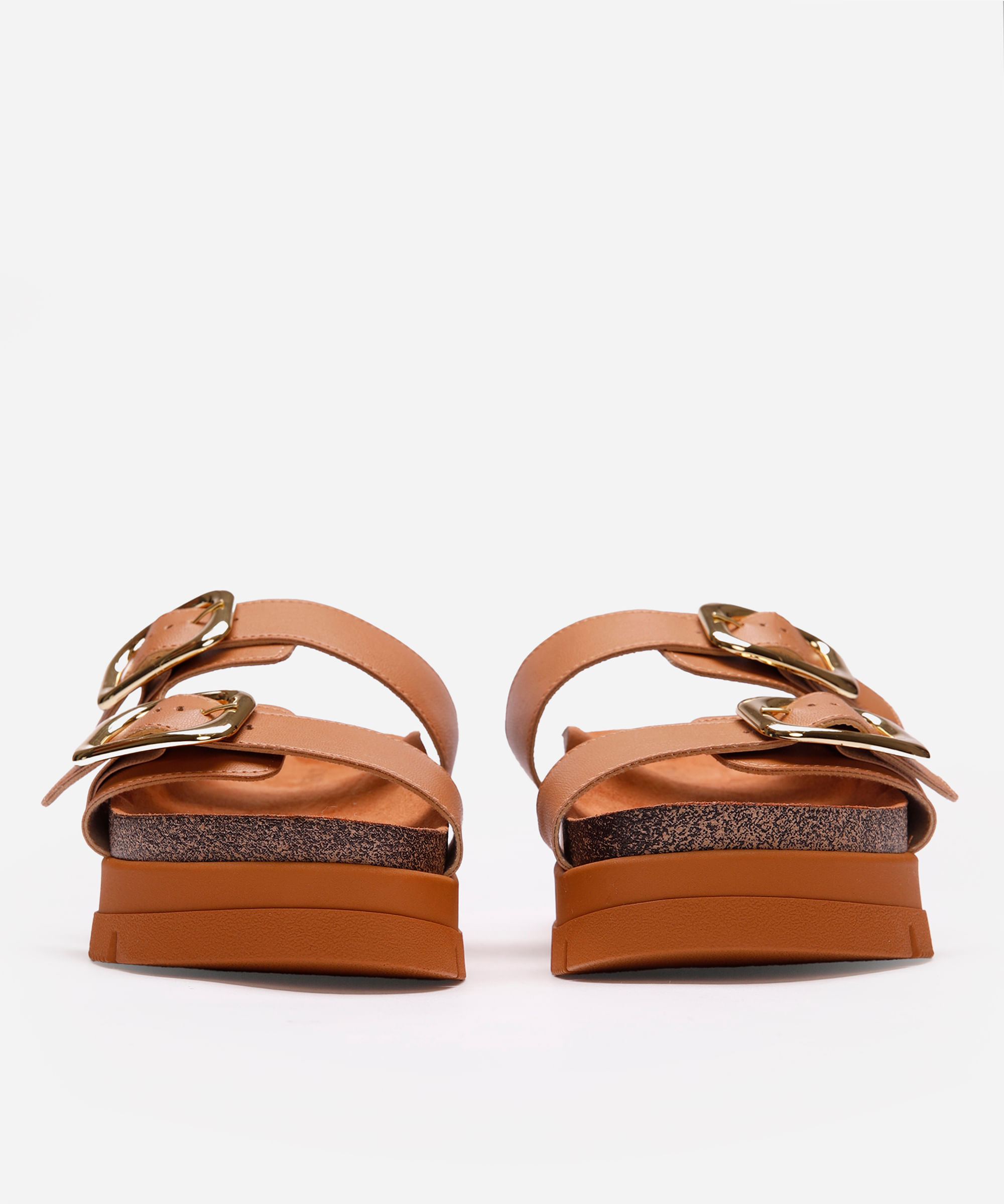 papete flatform feminina com fivelas oneself marrom