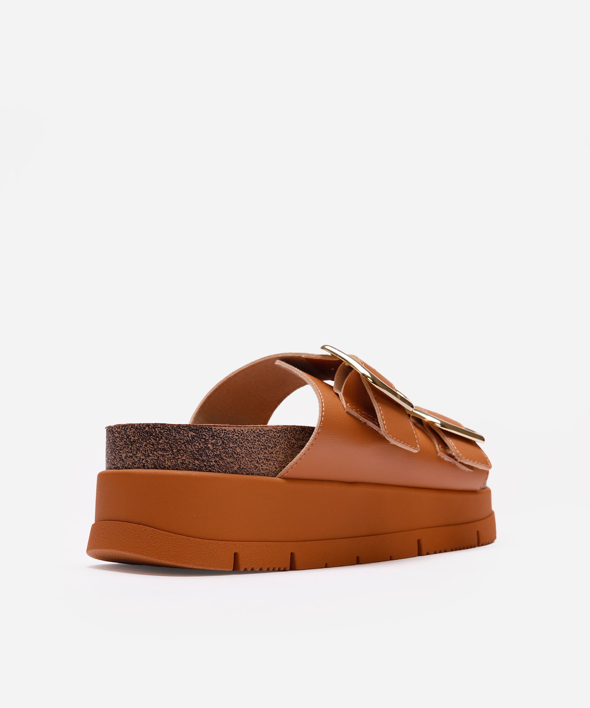 papete flatform feminina com fivelas oneself marrom