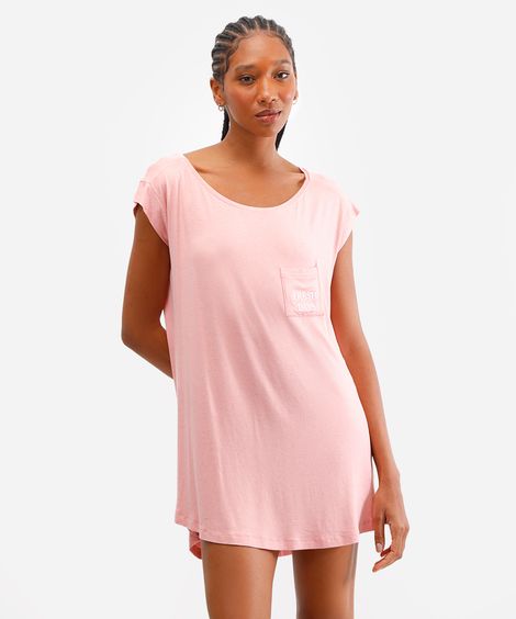 camisola feminina com linho manga curta rosa