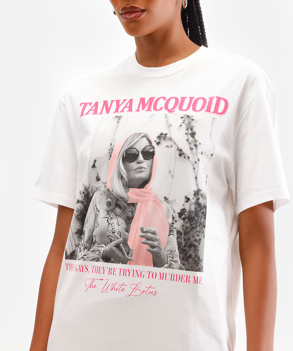 camiseta feminina de algodão the white lotus off white