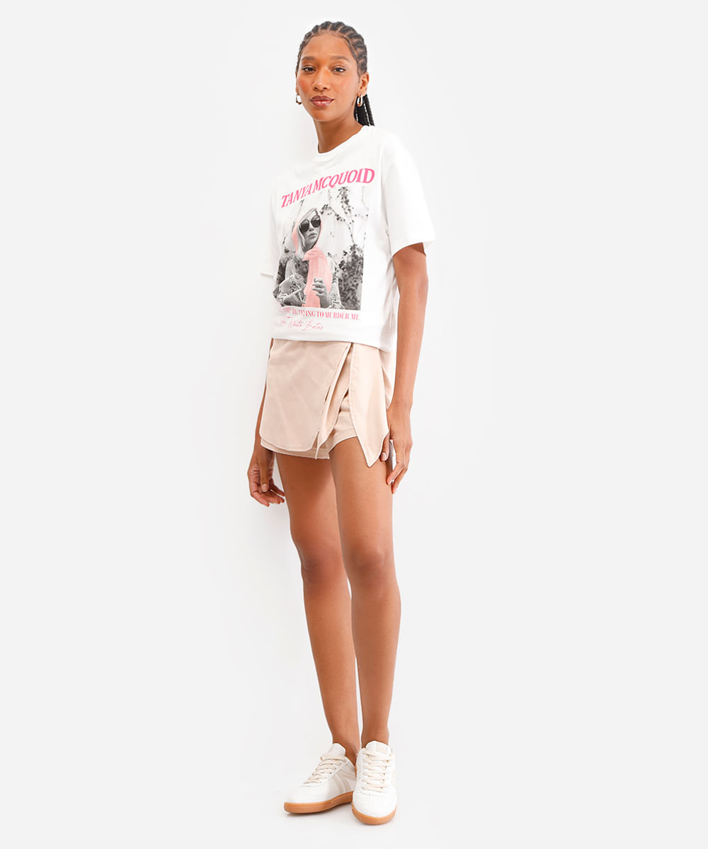 camiseta feminina de algodão the white lotus off white