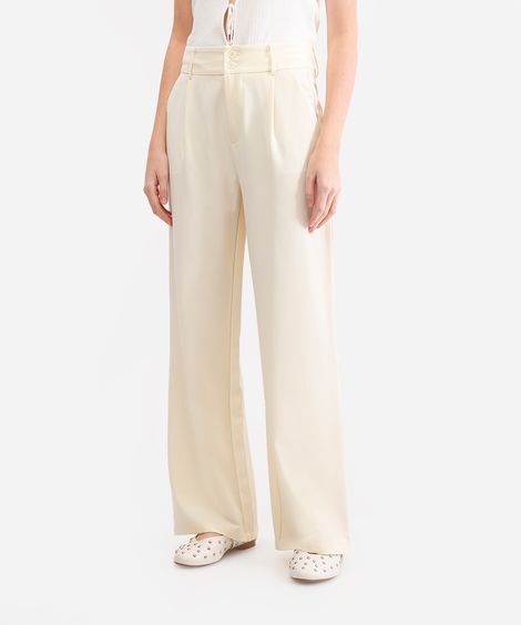 calça de alfaiataria feminina com pregas off white