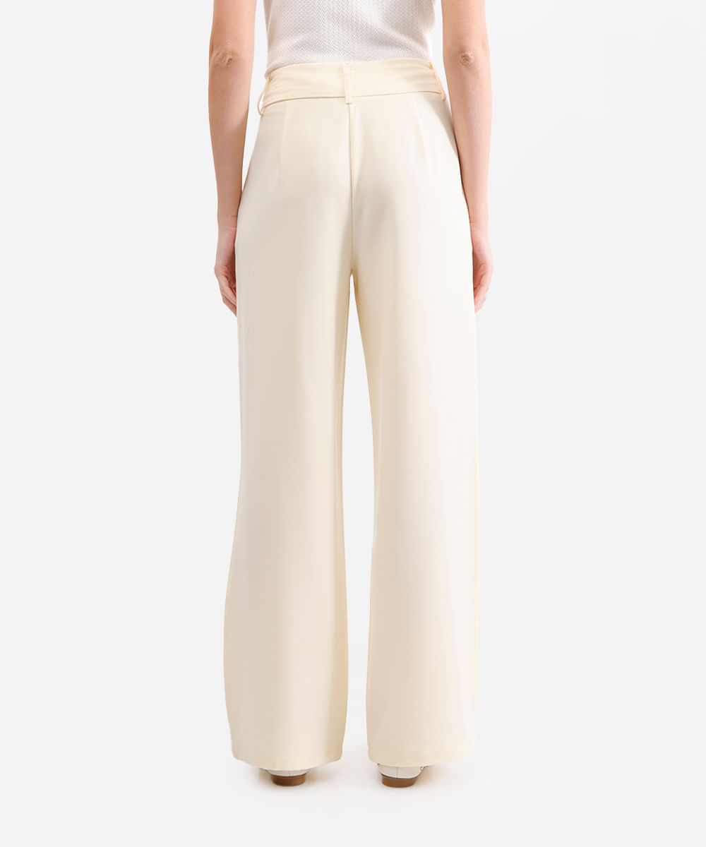 calça de alfaiataria feminina com pregas off white