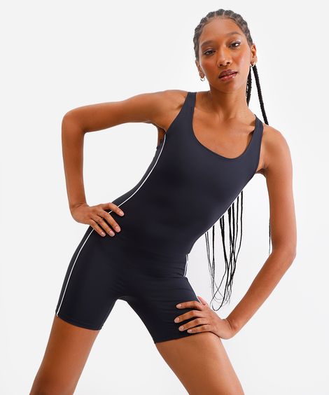 macaquinho feminino esportivo com alças preto