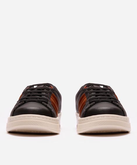 tênis casual infantil com recortes preto